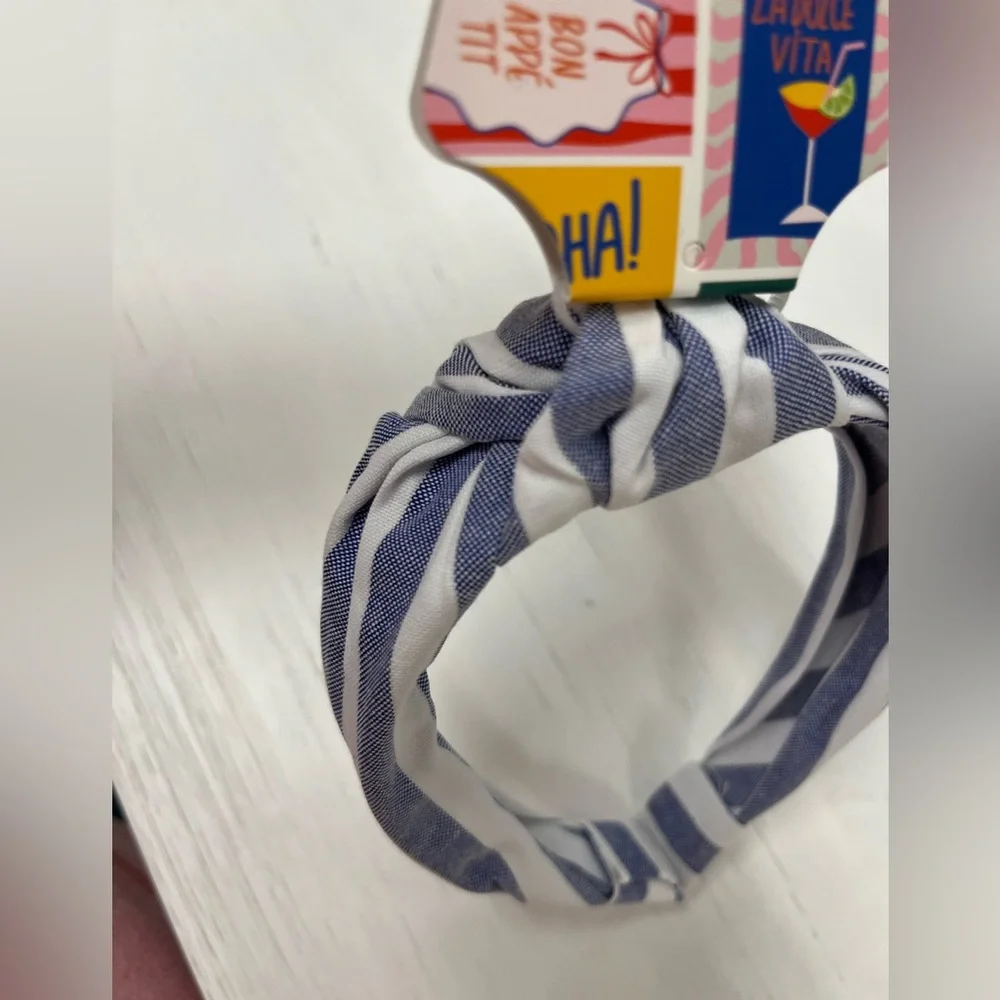 NWT ⚜️💙⚜️ Piper K Gorgeous Blue Striped Headband - Picture 6 of 10